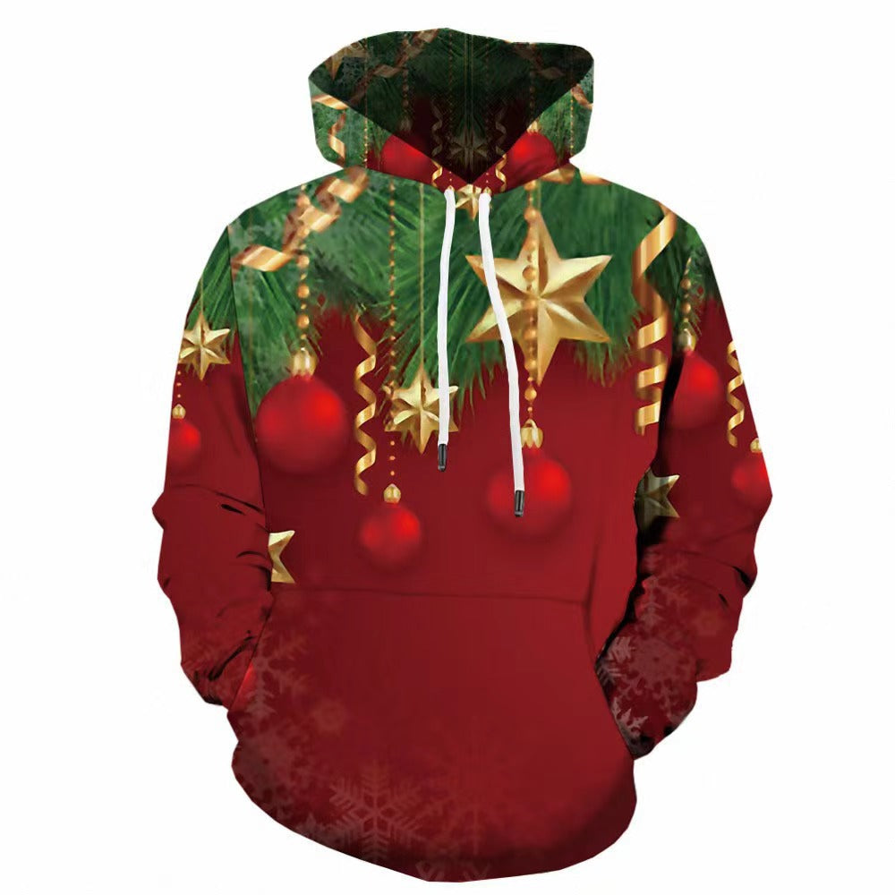 Men's color printed pullover sweatshirt cross-border foreign trade graffiti 3D digital printing trendy men's hooded sweatshirt