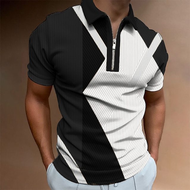 2023 Men's Zipper Polo Shirt Sports Outdoor Casual Short Sleeve Fashion Street Clothing Summer 3D Digital Printing
