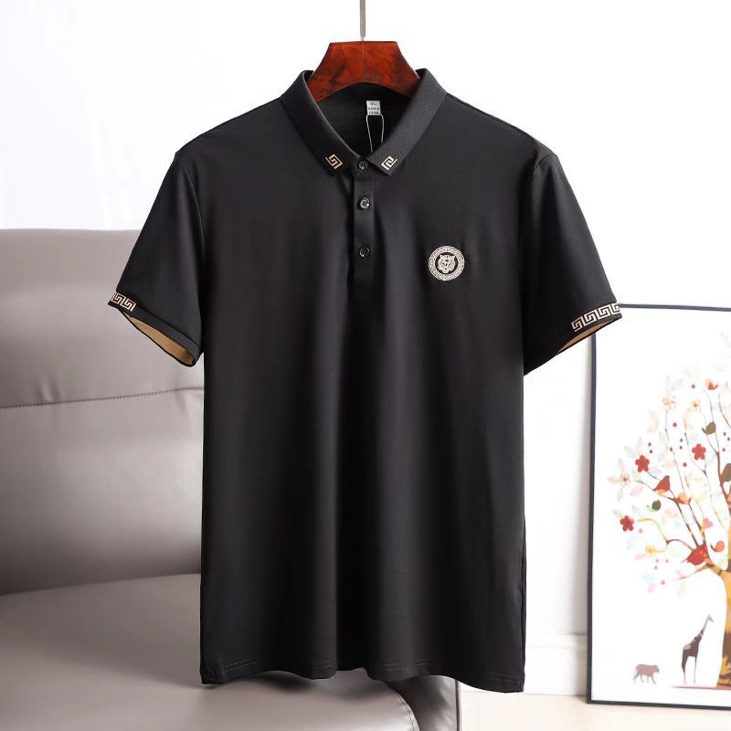 2023 European Station Fashion Brand New Embroidered Polo Shirt Men's Half-sleeved Slim-fit Lapel Large Size Short-sleeved T-shirt for Men