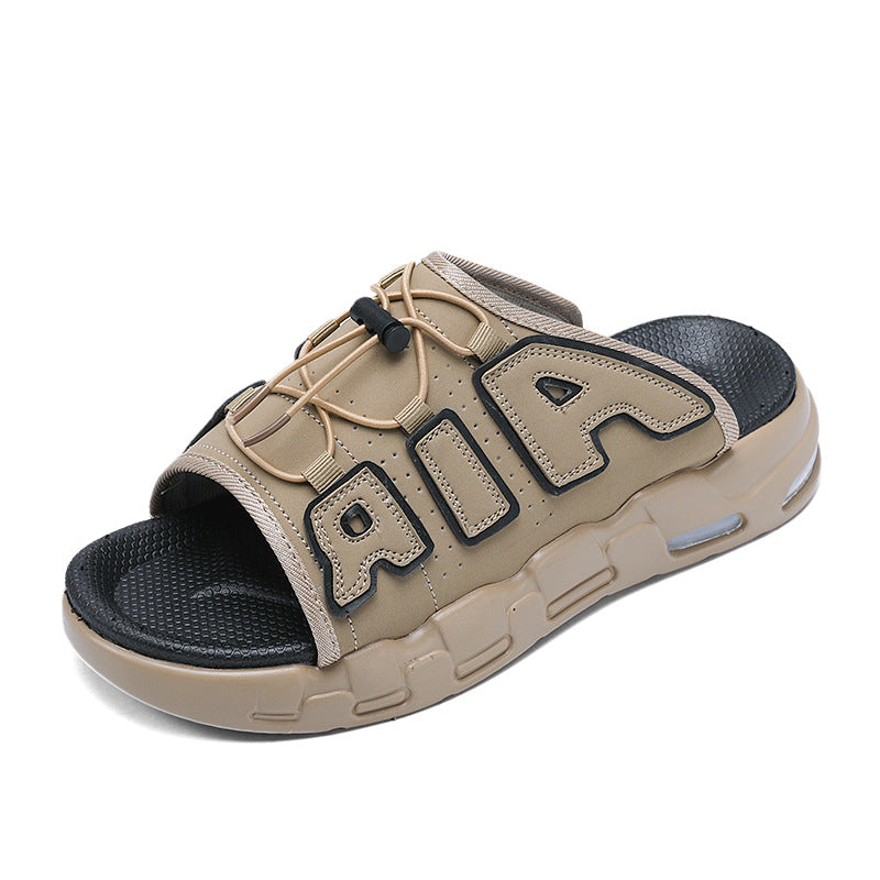 Summer new PU air cushion slippers slip-on men's shoes outdoor slip-on casual Korean style beach shoes cross-border plus size