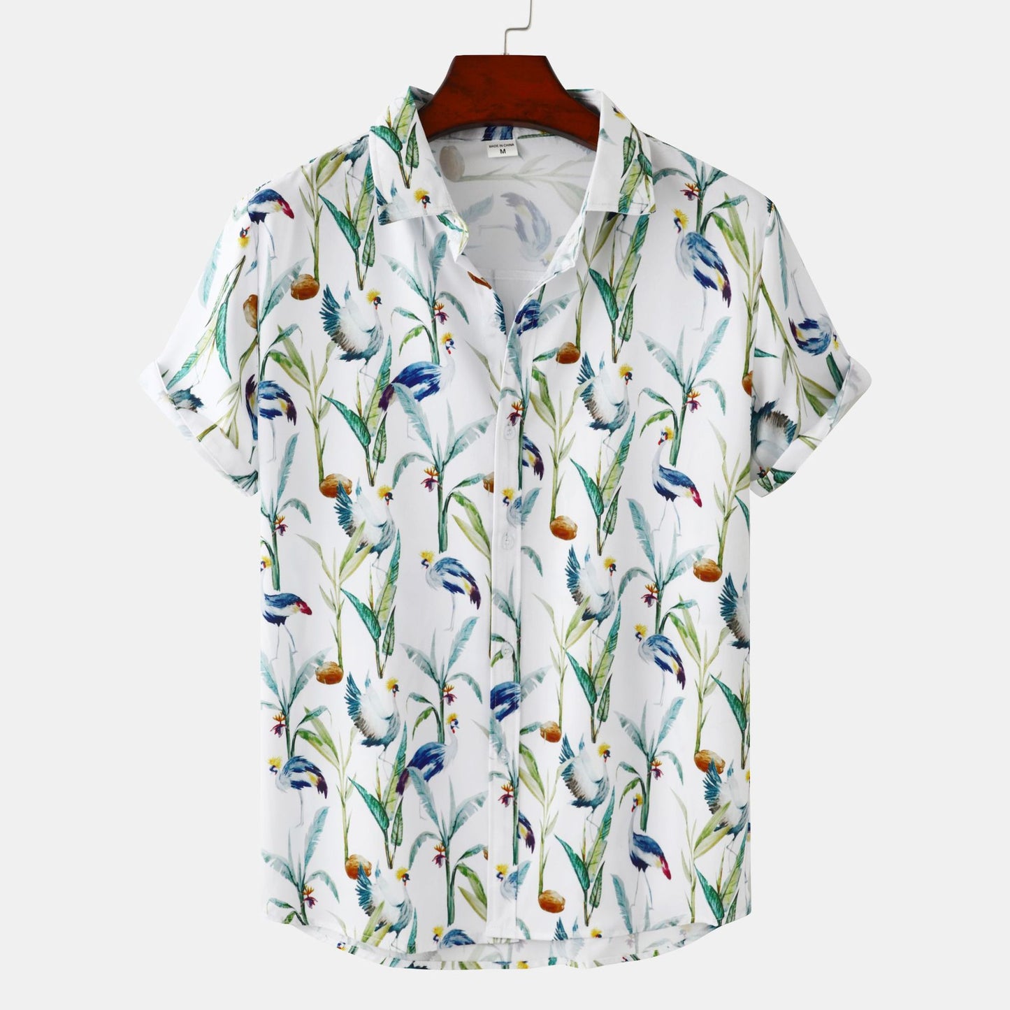 Cross-border foreign trade 2023 new European size men's floral printing design European and American style short sleeve beach vacation shirt men