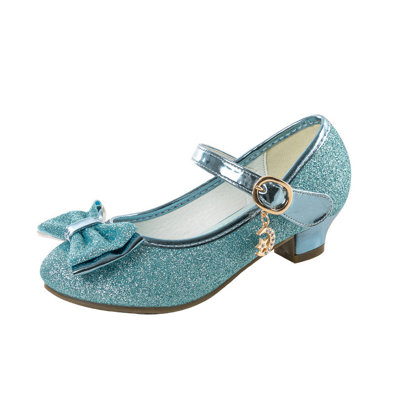 Girls Princess Shoes Little Girls Crystal Leather Shoes 2024 Spring and Autumn New Children Shoes High Heel Shoes Baby Children's Shoes