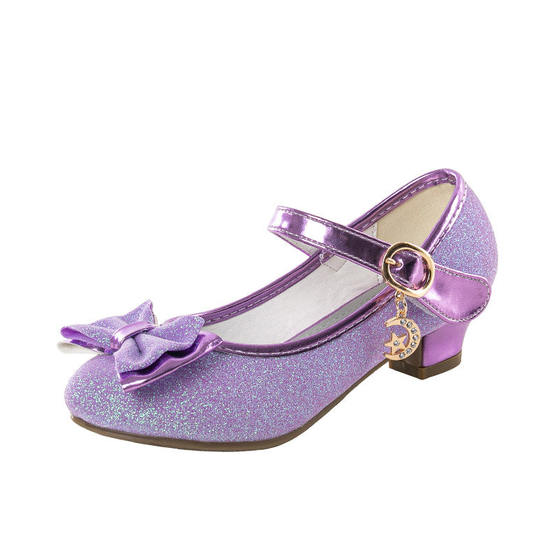 Girls Princess Shoes Little Girls Crystal Leather Shoes 2024 Spring and Autumn New Children Shoes High Heel Shoes Baby Children's Shoes