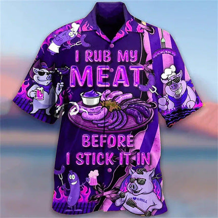 Men's 3D digital printing short-sleeved shirt top cross-border AliExpress hot sale animal Cat series cardigan