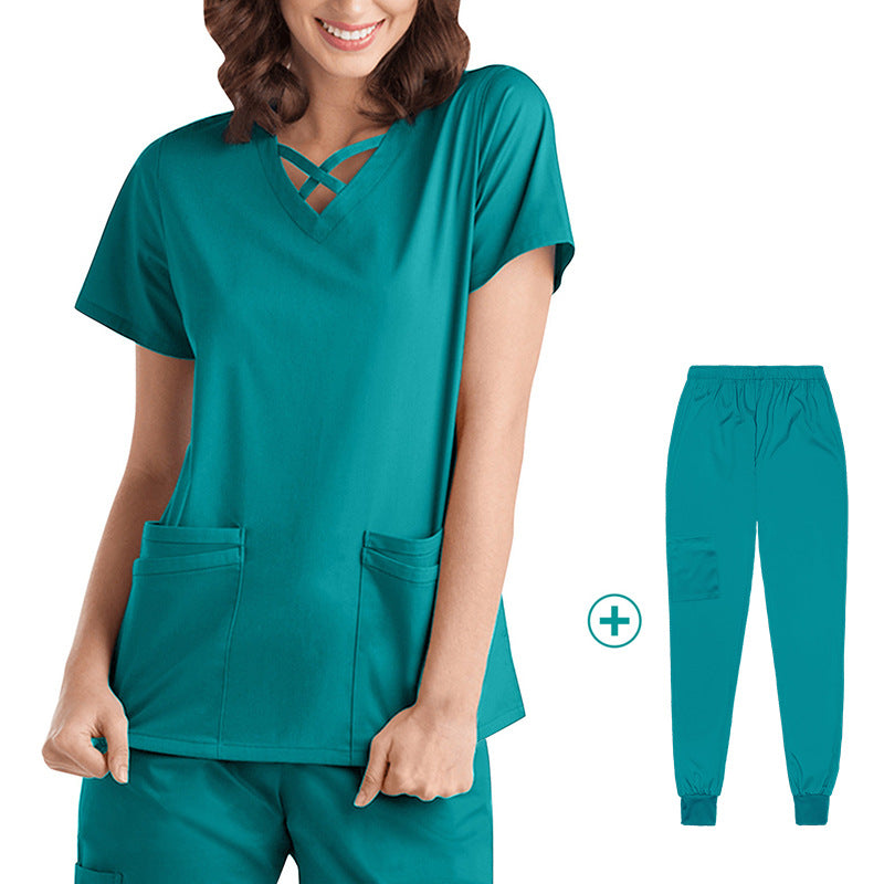Wholesale elastic quick-drying doctor work clothes oral dental pet operating room protective clothing thin hand washing clothes foreign trade
