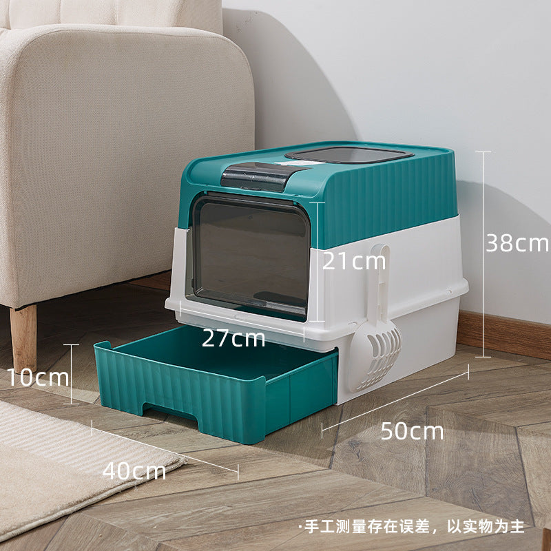 Cat Litter Basin Top-in UV Drawer Fully-enclosed Sterilization Oversized Cat Toilet Closed Pet Supplies