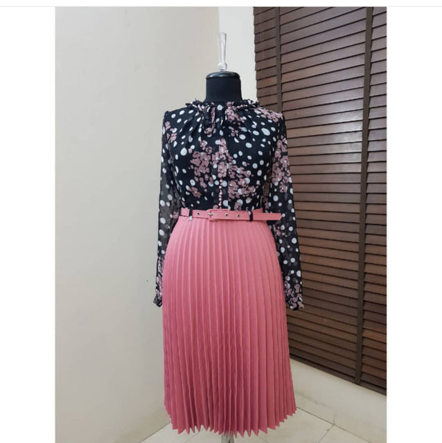Spring Autumn Chiffon Print Dress Casual Cute Women Floral Long Bowknot Dresses Long Sleeve Vestido L-3XL