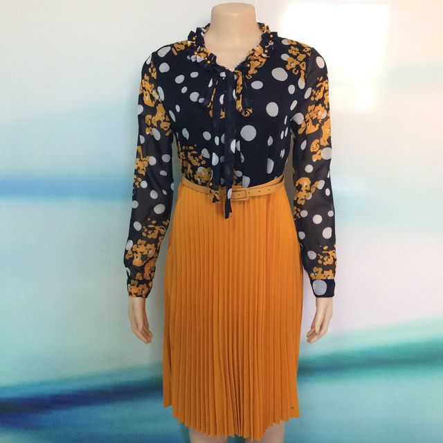 Spring Autumn Chiffon Print Dress Casual Cute Women Floral Long Bowknot Dresses Long Sleeve Vestido L-3XL