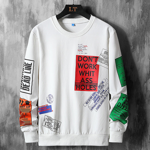 Spring and Autumn New Long-sleeved Shirts Men's Travel Print Funny Sweatshirt Texture Carton Print with Large Size Base M-8XL