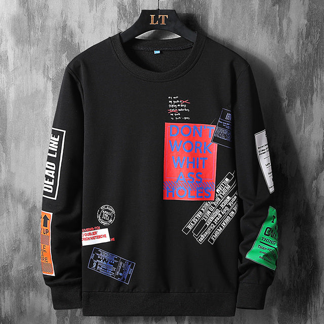 Spring and Autumn New Long-sleeved Shirts Men's Travel Print Funny Sweatshirt Texture Carton Print with Large Size Base M-8XL