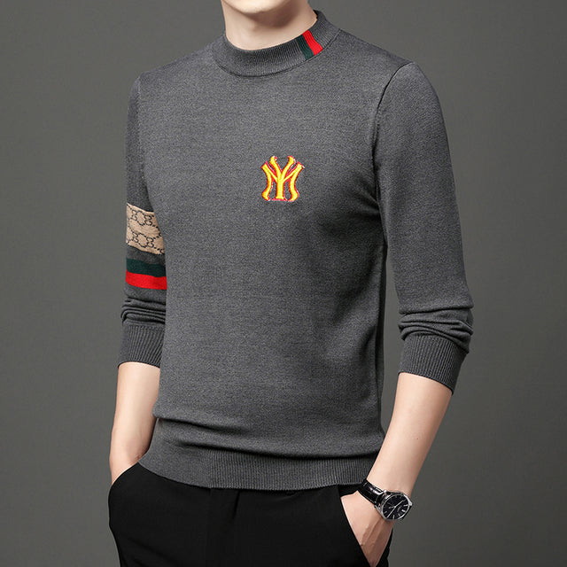 2023 Men's Casual Embroidery Knitted Sweaters Designer Pullovers Warm O-Neck Jumper Men's Clothing Autumn Winter New Fashion