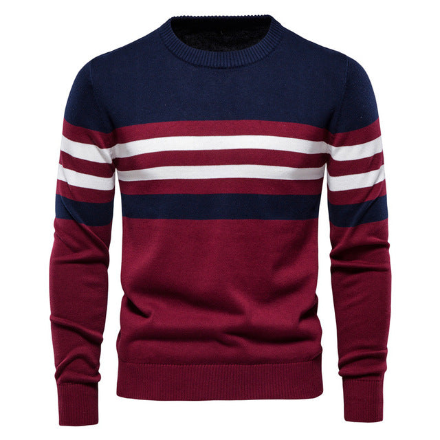 Sweater Men Pullover Cotton Striped Sweaters Male Autumn Winter Fashion Jersey Mens Sweaters Basic Boy Jumpers Plus Size 5XL