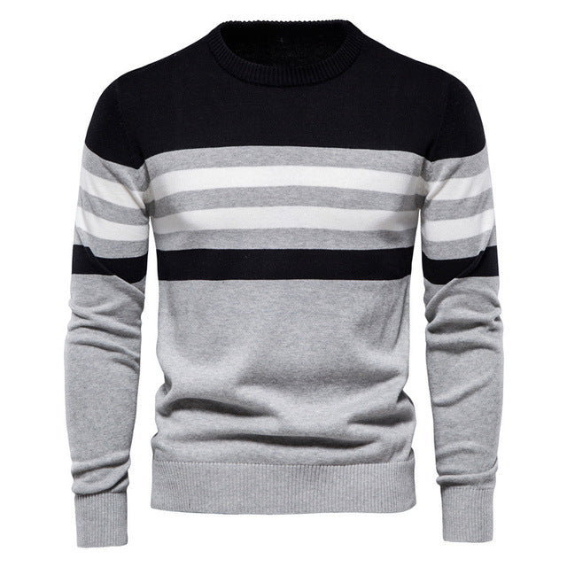 Sweater Men Pullover Cotton Striped Sweaters Male Autumn Winter Fashion Jersey Mens Sweaters Basic Boy Jumpers Plus Size 5XL