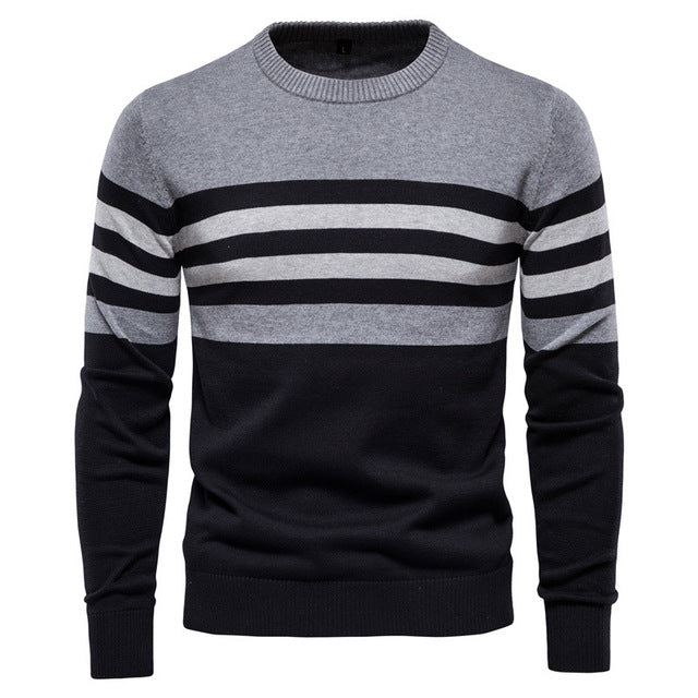 Sweater Men Pullover Cotton Striped Sweaters Male Autumn Winter Fashion Jersey Mens Sweaters Basic Boy Jumpers Plus Size 5XL