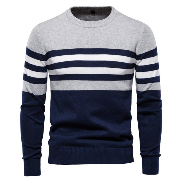 Sweater Men Pullover Cotton Striped Sweaters Male Autumn Winter Fashion Jersey Mens Sweaters Basic Boy Jumpers Plus Size 5XL