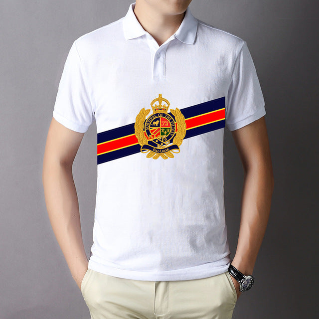 TS Brand High Quality Embroidered Cotton White Short Sleeve Polo Cotton Men's Summer Lapel Sweatshirt Business Casual Plus Size