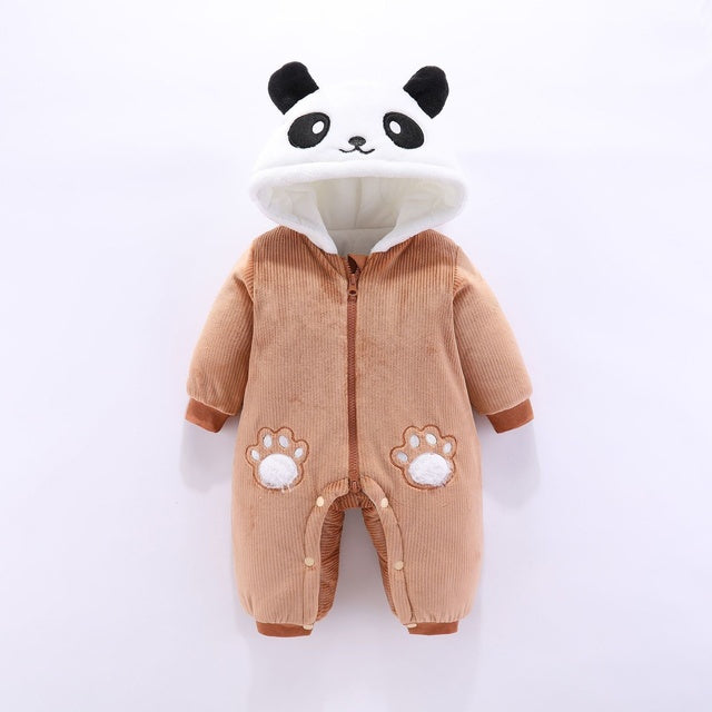 Winter Panda Baby Hoodie Rompers Overalls Bodysuit Jumpsuit Newborn Girl Boy cotton Snowsuit Kids infant Snow Wear clothes