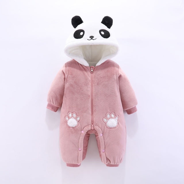 Winter Panda Baby Hoodie Rompers Overalls Bodysuit Jumpsuit Newborn Girl Boy cotton Snowsuit Kids infant Snow Wear clothes
