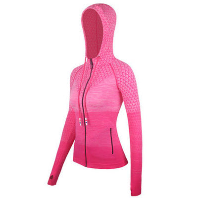 Women's Winter Sports Jackets Slim Zipper Hooded Gym Tops Long Sleeves Sportswear Outdoor Running Yoga Fitness Seamless Coat