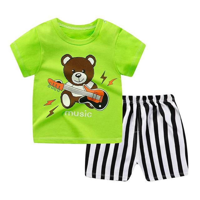 Summer Baby Kids Short Sleeve+Shorts Baby Boy Fashion Clothing Set Baby Girls Lovely Outfits Dresses