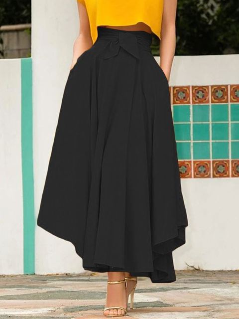 ZANZEA Women Elegant Asymmetrical Sundress Autumn Fashion High Waist Skirts Female Solid Skirts Female Casual Party Saia Jupe