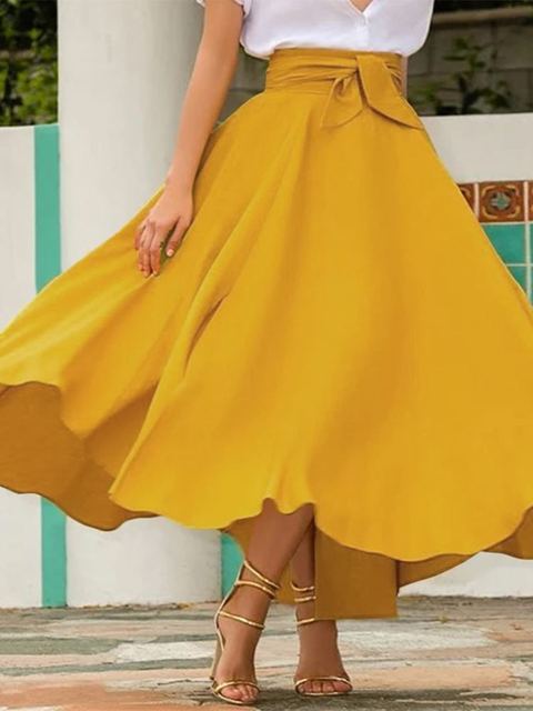 ZANZEA Women Elegant Asymmetrical Sundress Autumn Fashion High Waist Skirts Female Solid Skirts Female Casual Party Saia Jupe