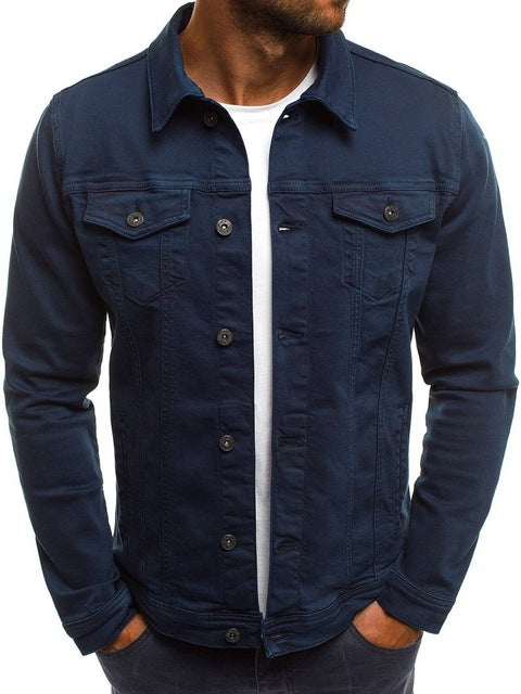 ZOGAA Autumn and Winter New Pure Color Cowboy Simple Men's Leisure Short Denim Jacket