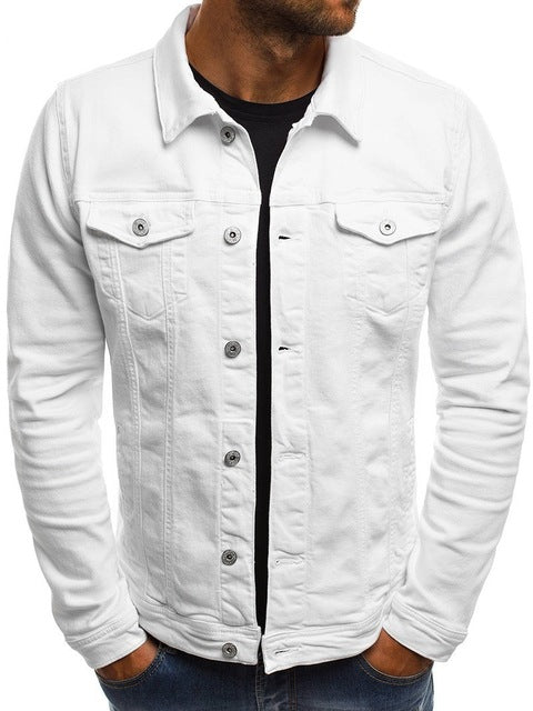 ZOGAA Autumn and Winter New Pure Color Cowboy Simple Men's Leisure Short Denim Jacket