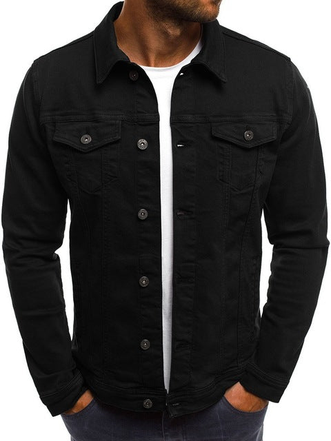 ZOGAA Autumn and Winter New Pure Color Cowboy Simple Men's Leisure Short Denim Jacket