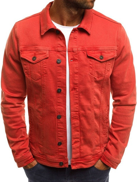 ZOGAA Autumn and Winter New Pure Color Cowboy Simple Men's Leisure Short Denim Jacket