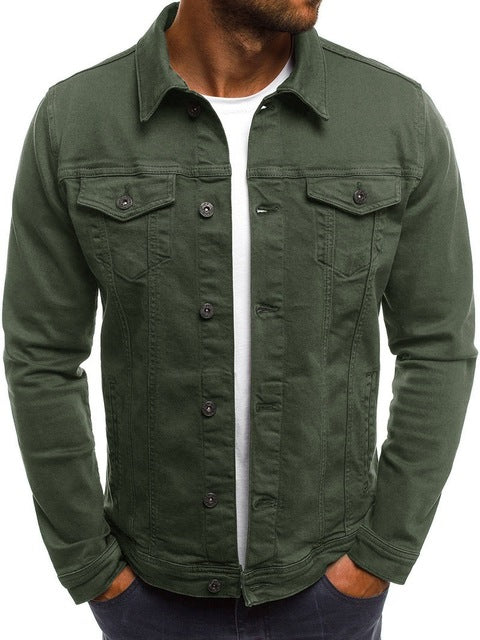 ZOGAA Autumn and Winter New Pure Color Cowboy Simple Men's Leisure Short Denim Jacket
