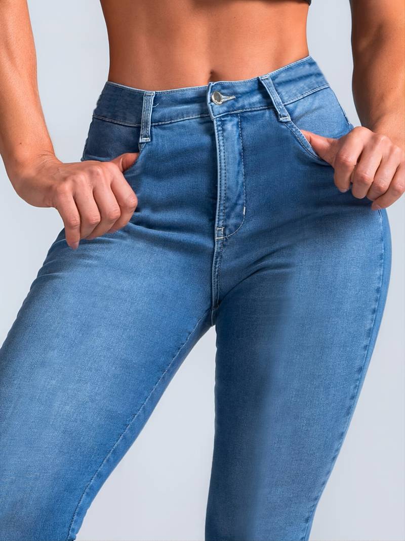 Stretchy High-Rise Skinny Bell Bottoms Dark Wash Flared Boot Cut Jean Pants Women's Clothing and Denim