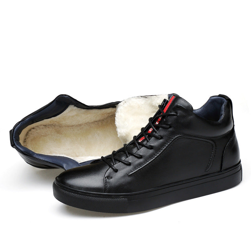 Winter new men's shoes leather high-top snow boots outdoor leisure plus velvet men's shoes