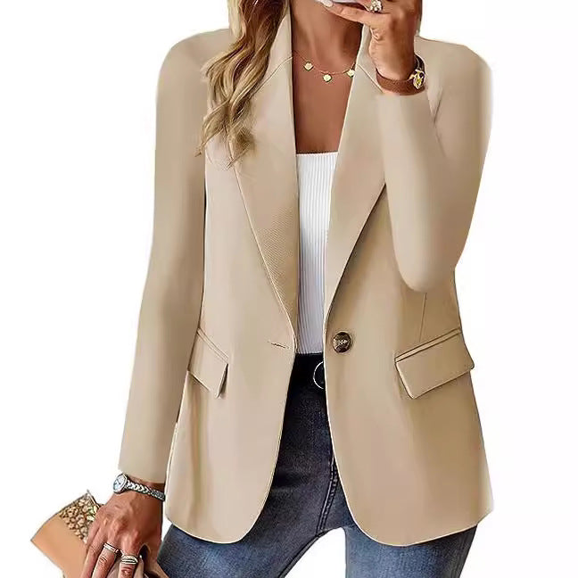 autumn long sleeve solid color cardigan small suit jacket for women