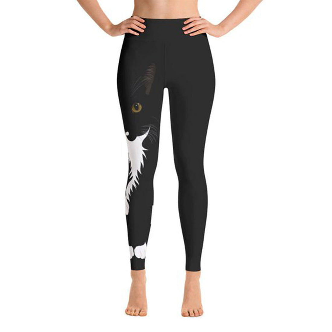 Black cat cropped pants