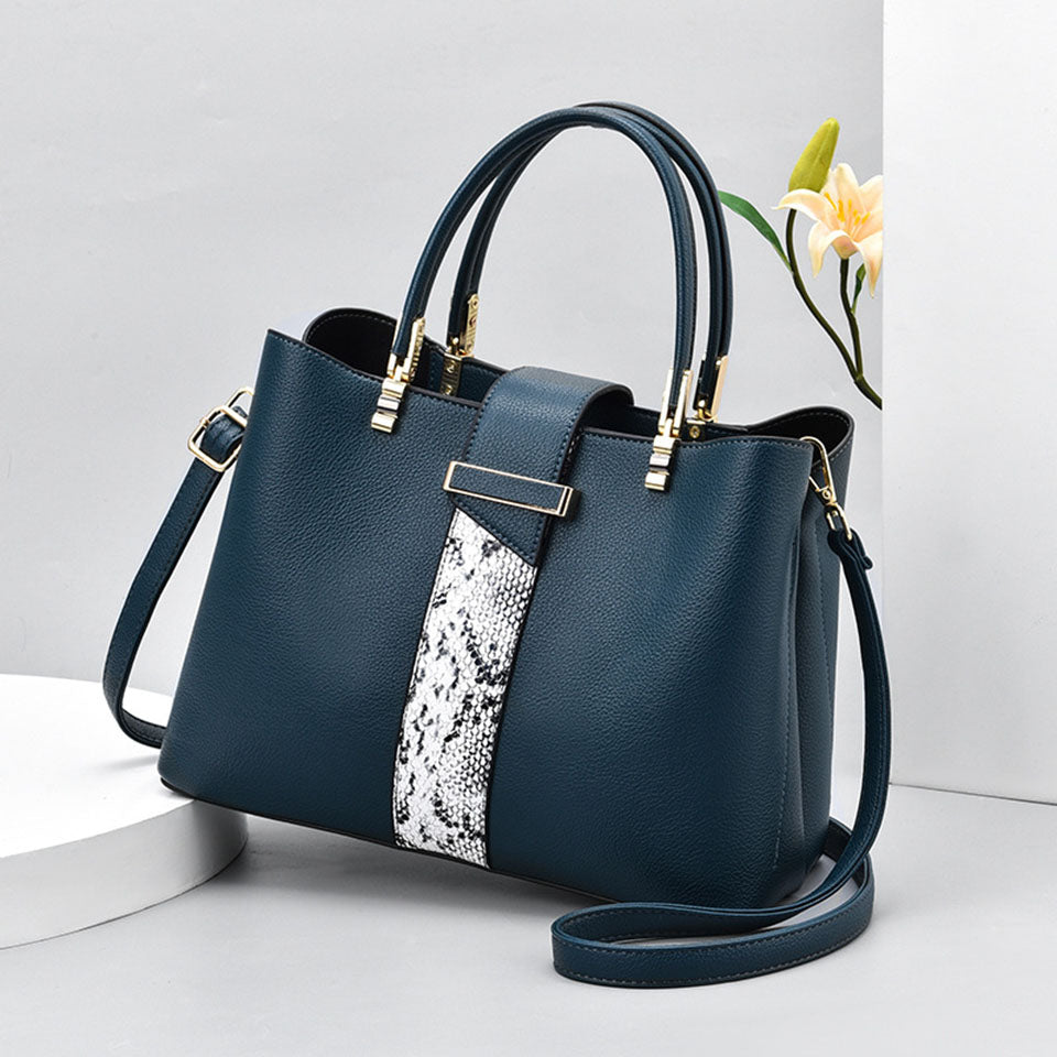 Luxury Snake Grain Leather Handbags Women Fashion Designer Large Capacity Tote Crossbody Shoulder Bag Female Top Handle Torebka