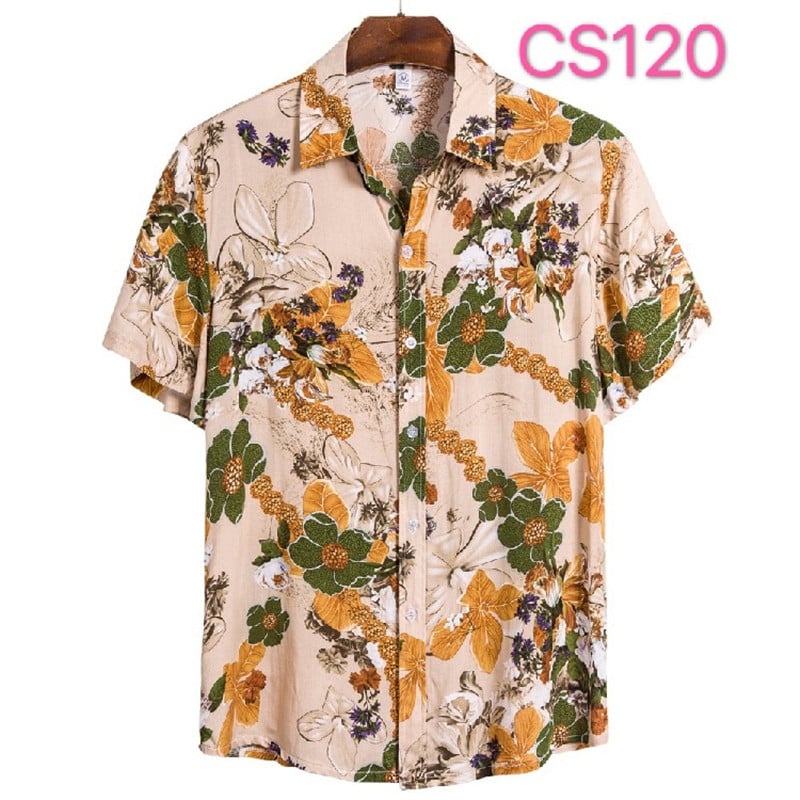 Printed Casual Short-sleeved Shirt Youth Fashion Floral Shirt