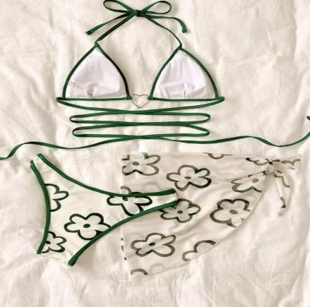 Three-piece swimsuit bikini with heart straps (set)