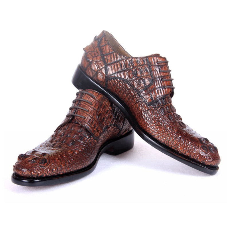 2024 new men's leather shoes business formal casual shoes crocodile pattern men's British Korean style pointed toe large size shoes