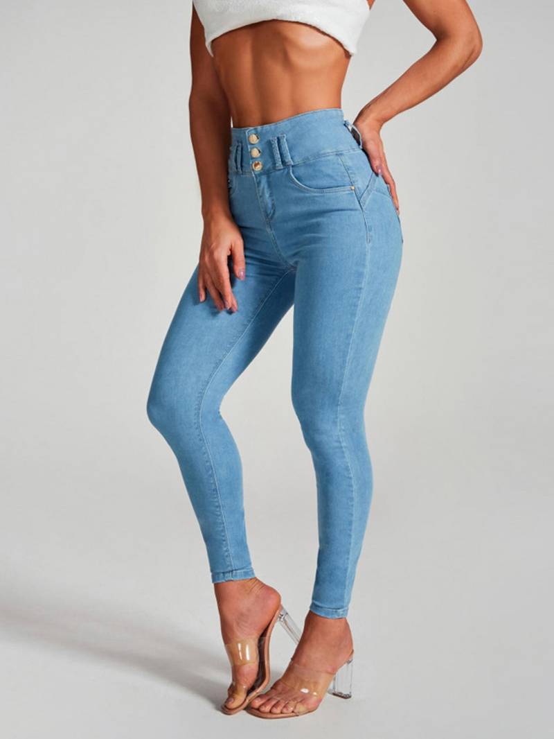 Stretchy High-Rise Skinny Jeans Slim Fit Curve Sculpting High Waist Jean Pants Women's Clothing and Denim