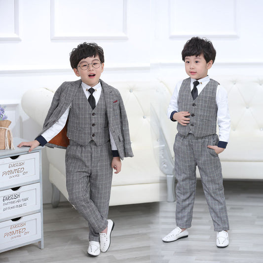 Children dress suit men's suits, three sets of 2020 children with velvet suit winter flower wedding dress.