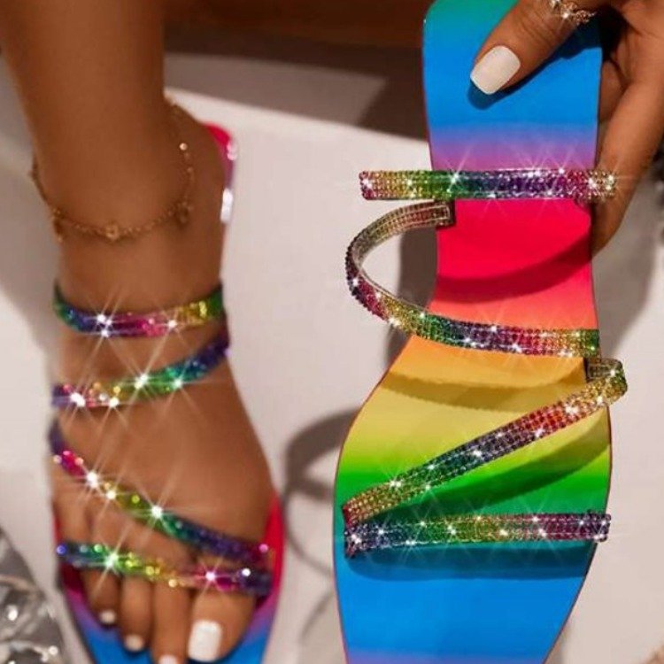 Hot Rhinestone Flip-Flop Women's Flat Sandals