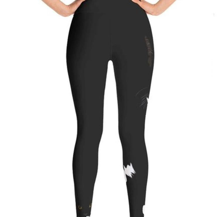 Black cat cropped pants