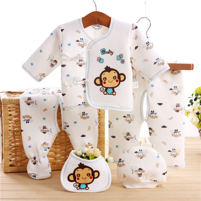 Manufacturers selling baby winter thermal underwear with thickened five suit 0-4 months baby pure cotton group