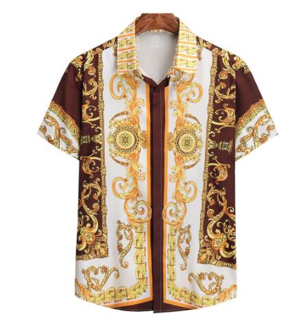 Foreign trade 2024 Summer new European and American plus size men's short sleeve court retro digital printing shirt shorts suit
