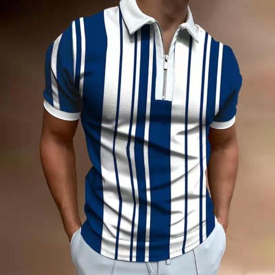 Check Texture Polo Shirt Men's Polo Shirt National Stitching Color Print