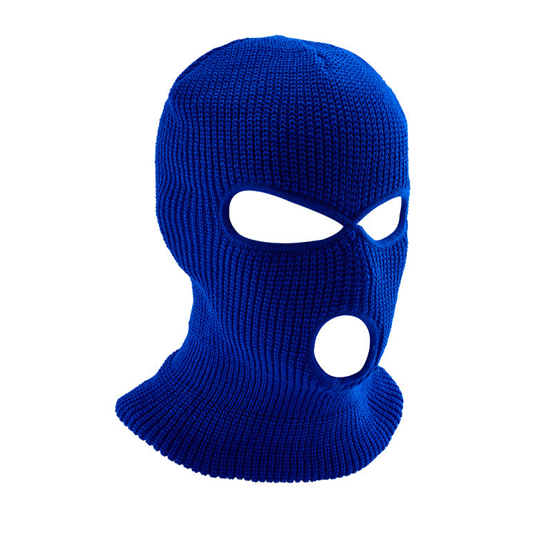 Winter Outdoor Warm Headgear Men's Ski Cold-proof Riding Mask Three-hole Cap Wool Knitted Sports Mask