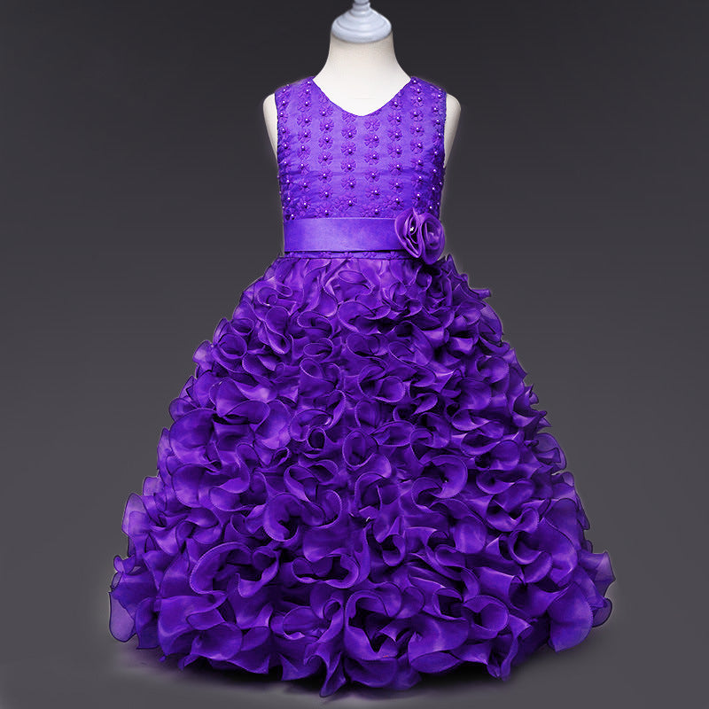 Flower girl dress skirt embroidered princess dress sleeveless dress wedding dress skirt