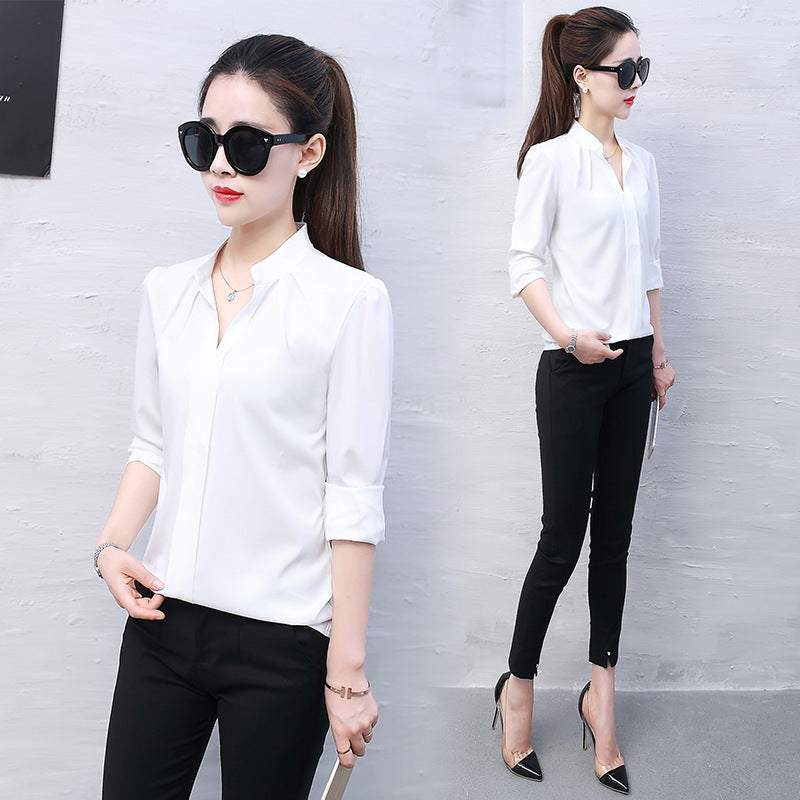 2023 Spring and Autumn New Women's Shirt Korean Long Sleeve Fashionable Casual Base Loose Slimming Red Chiffon Shirt for Women