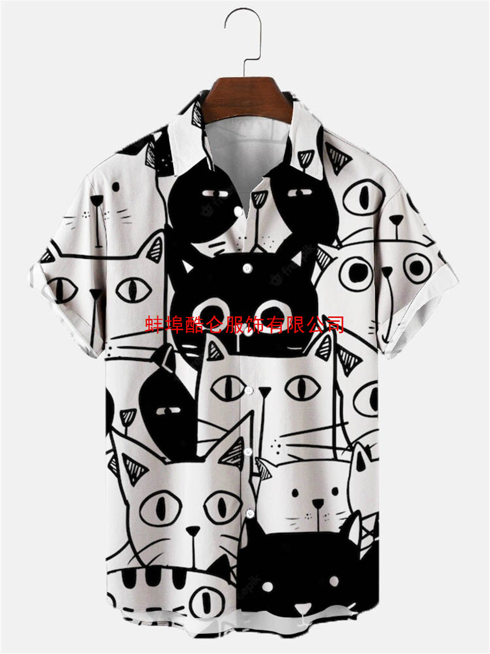Men's 3D digital printing short-sleeved shirt top cross-border AliExpress hot sale animal Cat series cardigan